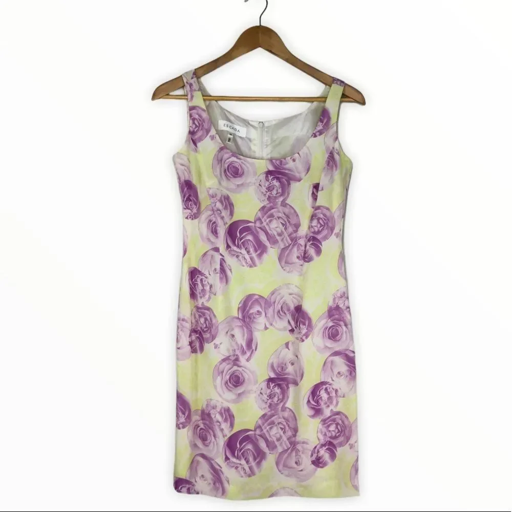 Escada Rose Sleeveless Dress and Sheer Wrap Jacket Set Floral Print - Picture 9 of 16